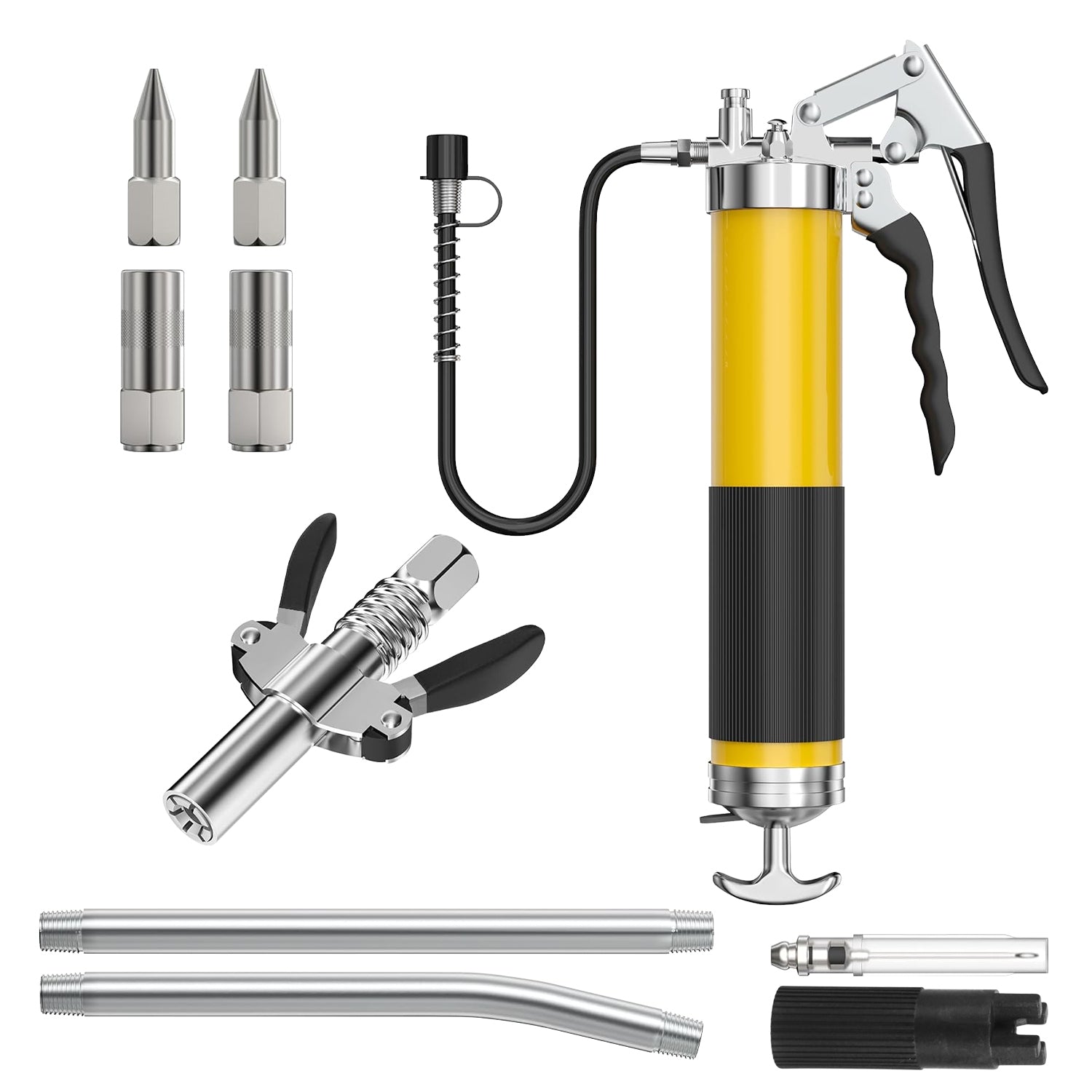 1Pc Grease Gun Kit Fit For 14 Oz Grease Tube 7000 PSI High Pressure Pistol Grip Grease Gun With Lock Coupler 11in...