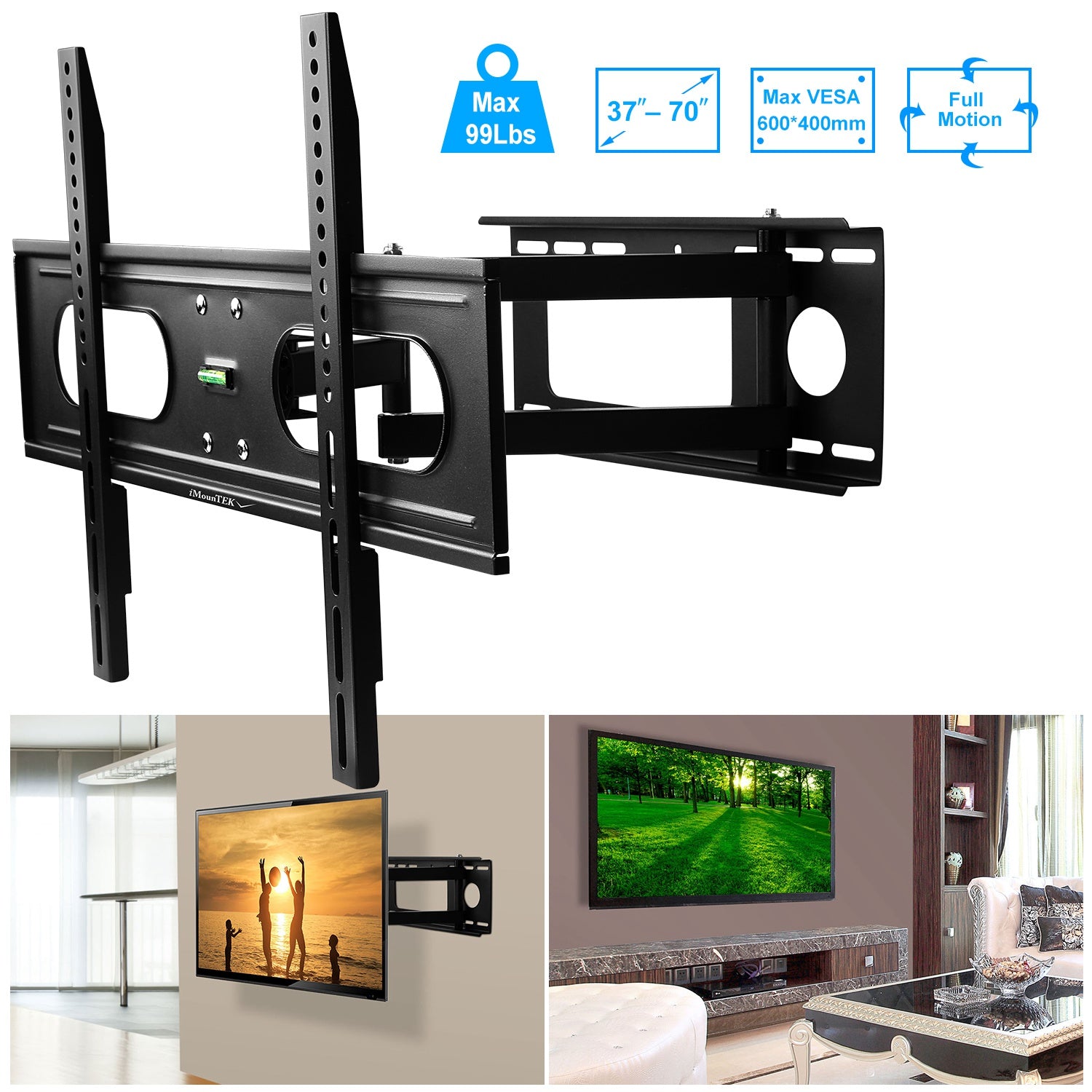 1Pc Full Motion TV Wall Mount Swivel Tilt TV Wall Rack Support 37in To 70in TV Wall Mount Max VESA Up To 600x400mm... — kaufen online Deutschland