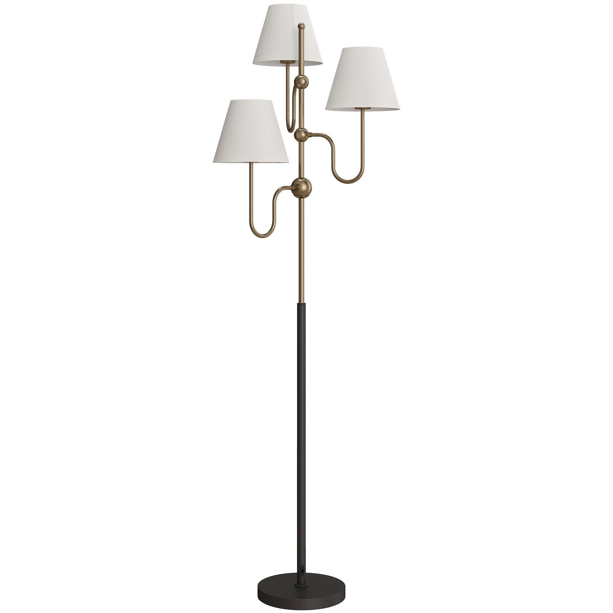 Floor Lamp, 165 Cm Tall Standing Lamp With 3 Light And Foot Switch For Living Room, Bedroom, Bedside, Office, E27 Base Without Bulb 40W Max