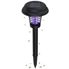 Elfeland Solar Powered Mosquito Killer Lawn Light Outdoor Zapper IP65 Waterproof UV Attraction & Electric Grid for Garden