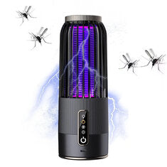 Solar Powered & USB Rechargeable Mosquito Lamp With Adjustable 2/4/6H Timer Folding Hanging Ring Warm Light & Mosquito-Killing 2 Modes Outdoor Indoor Use