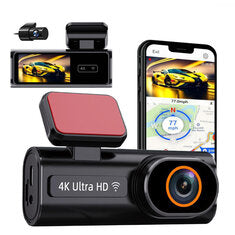 4K Ultra HD Dual Channel Dash Cam 1080P Rear Lens GPS WiFi WDR Night Vision G-Sensor Loop Recording 170° Wide Angle Car Recorder