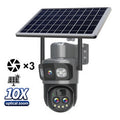 Guudgo Tri-lens Solar Camera 10X Optical Zoom WIFI 4G Wireless PTZ Color Night Vision AI Human Detection Solar Powered Waterproof Outdoor Security Camera