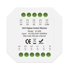 IH-S09 Tuya 1-4CH Zigbe Smart Switch Module 16A/Channel APP Remote Control Timer Schedule Countdown Functions Voice Control with Alexa Google Assistant