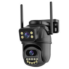 ICSEE 6MP Dual Lens WiFi PTZ Security Camera Outdoor 5X Zoom Auto Tracking Full Color Night Vision Two Way Audio IP66 Waterproof Smart Home CCTV Surveillance Camera