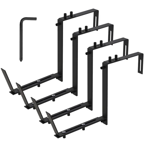 4Pcs Adjustable Planter Box Brackets Flower Box Holders Window Boxes Planters Hooks No Drill Railing Planter Mounts...