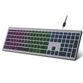 Full Size 110 Keys Tri-mode Wireless Keyboard with RGB Backlights Slient Click Rechargeable Silent Film Keyboards for PC Laptop Computer