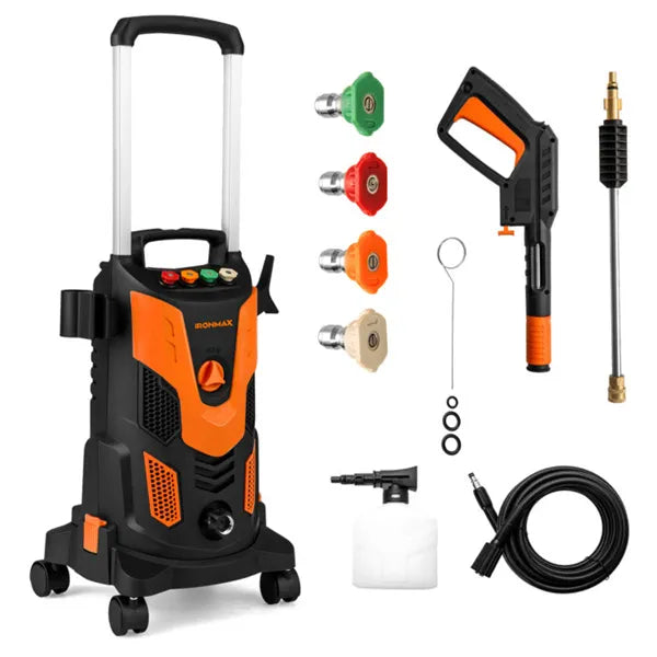 Orange Black 2300 PSI Electric Pressure Washer With 4 Quick-Connect Nozzles & Soap Bottle, 1900W High-Power Cleaner...