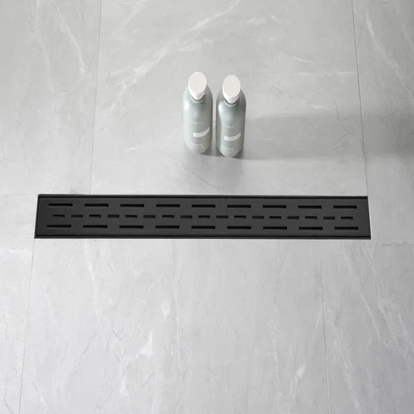 28 Inch Linear Shower Drain With Removable Brick Patterned Grate Cover, 304 Stainless Steel Shower Floor Drain With...