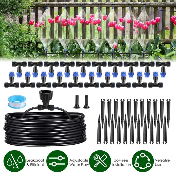 Complete Garden Drip Irrigation System Kit,Drip Irrigation Kit, 75FT Garden Watering System With Adjustable Misting...