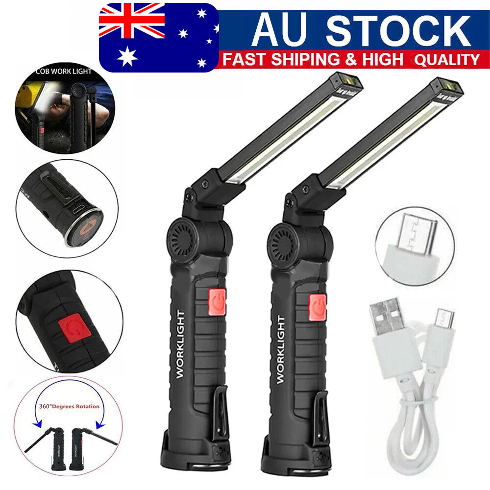 USB Rechargeable COB LED Work Light Inspection Hand Torch Flashlight 360 Rotate Base Magnetic Lamp For Car Repair...