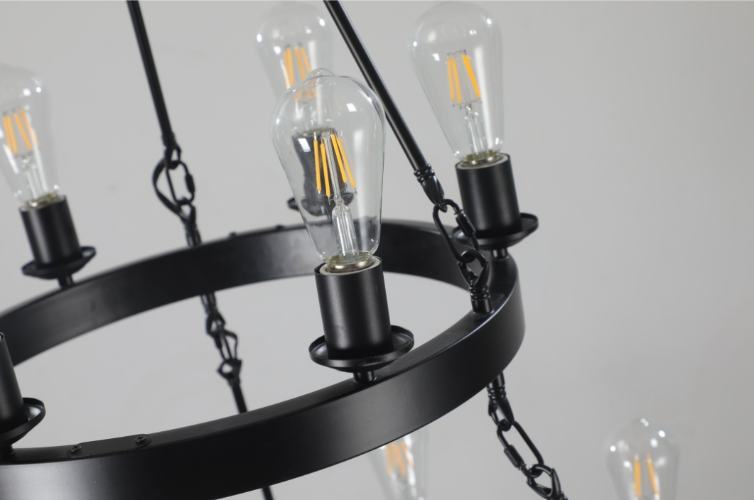 45  Retro Industrial Style 3-Layer Pendant Light, 27-Lights Black Farmhouse Pendant, Suitable For Dining Rooms, Living Rooms   Bulb Not Included