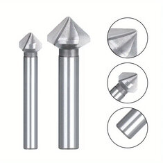 6pcs 90 Degree 3 Flute Chamfering End Mill Cutter Drill Bit HSS Chamfer Countersink Bits Set