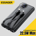 ESSAGER ES-D016 10000mAh 20000mAh 22.5W Digital Display On the Go Charger with Dual Cable Power Bank for Huawei Pura 70 Ultra for Xiaomi Civi 4 Pro