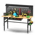 60in Workbench With Drawers ,Solid Wood Top, 2000 Lbs Capacity, Adjustable Height Garage Work Table With Power...