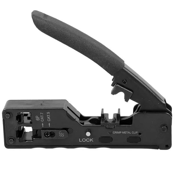 RJ45 Crimping Tool Wire Stripping Cutting Vertical Crimping Network Cable Pliers With Through-hole Cat7 Cat6 Cat5...