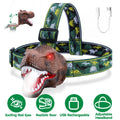 1Pc Dinosaur Headlamp Kids Headlight Dinosaur Flashlight With Realistic Roar Sound 4 Modes Adjustable Headband Kid...
