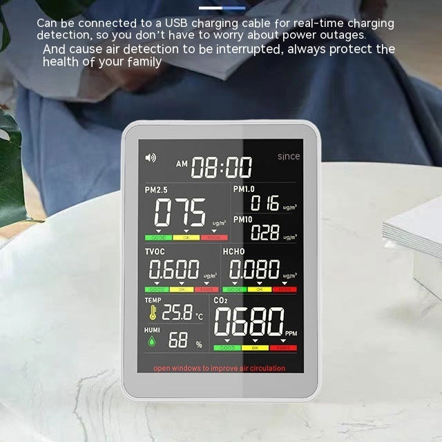 Portable Air Quality Detector Formaldehyde Carbon Dioxide Detection Indoor Temperature Detection