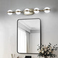 35 Modern Minimalist Bathroom Vanity Light, LED 5 Bulb Crystal Sand Acrylic Shades, Wall Mounted Decorative Lighting Fixture, Suitable For Bathroom Vanity Mirror  Champagne Gold