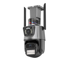 3MP+3MP Dual Lens Wifi Camera Outdoor Dual-Screen AI Auto Tracking PTZ IR Color Night Vision Onvif 2-Way Audio Surveillance Camera iCSee