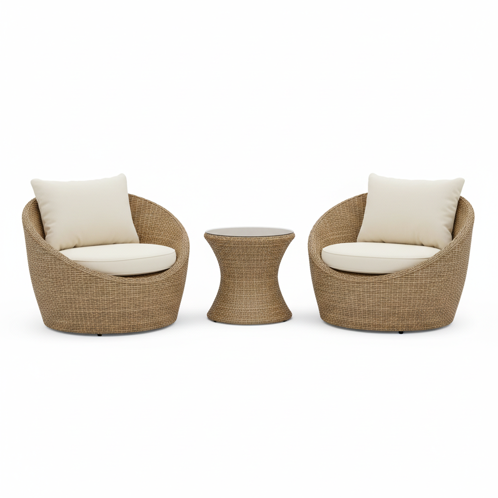 Ergonomisches Rattan-Gartenmöbel-Set für zwei