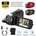 Black-Red Options - 1Pc HD 1080P Digital Video Camcorder 2.7in 16X Zoom DV Camera 270 Degree Rotation Rechargeable...