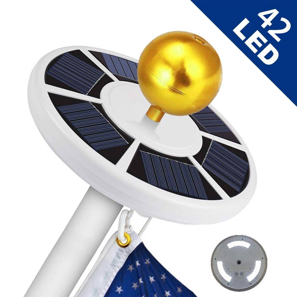 42 LED Solar Flag Pole Light Adjustable Outdoor Camping Tent Light