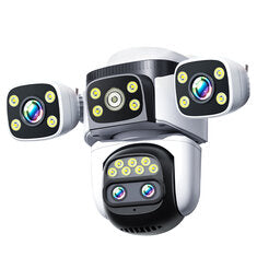 10K UHD WiFi 6 PTZ Camera 8MP Wireless Outdoor 10X Zoom Three Screen Four Lens Automatic Tracking Two-way Intercom Waterproof Security CCTV Camera
