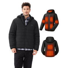 Auxo 9-Zones Men Heated Hooded Jacket with 20000mAH Power Bank - Waterproof Lightweight Warm Electric Heating Coat for Winter Outdoor