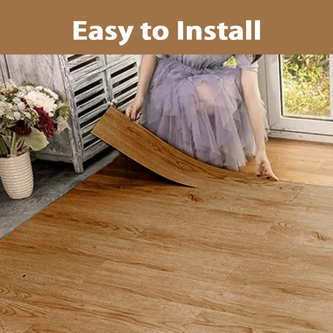 5m Floor Planks Tiles Self Adhesive Wood Effect Vinyl Flooring Kitchen Bathroom UK NEW