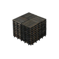 Acacia Wood Interlocking Deck Tiles Checker Pattern, 10PCS 12inch X 12inch Square Dark Brown Acacia Hardwood Outdoor...