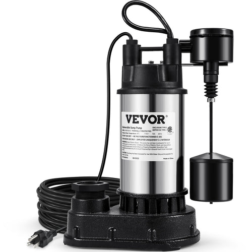 1.5 HP Submersible Cast Iron And Steel Sump Pump, 6000 GPH Submersible Water Pump With Integrated Vertical Float Switch, For Basement Water Basin And Flooding Area Tested To UL Standards — kaufen onli