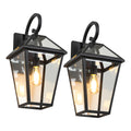 21 H2  Pack Outdoor Wall Lantern Light  Modern Black Metal & Clear Glass Sconce For Porch, Patio, And Garden Lighting Bulb Not Included