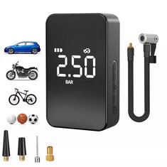 12V 140PSI 6000mAh Wireless Mini Car Tyre Electric Portable Air Pump Digital Tire Inflator Pressure Measurement / Emergency Light / Phone power bank