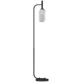 Floor Lamp For Living Room With Glass Lampshade, Modern Standing Lamp With Foot Switch For Bedroom, Bulb Not Included, Black