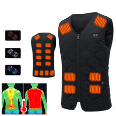 TENGOO HV-20 Uniex Smart Electric Heated Vest, 20 Heating Areas, Washable, USB & DC Rechargeable,  Winter Soft Thermal Outdoor Inner Warm Jacket