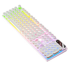YINDIAO K600 104 Keys Wired Gaming Keyboard Punk Design Mechanical Feeling Keycaps RGB Light USB E-sports Gamer Keyboard for PC Computer Laptop