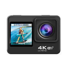 AUSEK 4K WiFi Action Camera Photography Sports Camera Waterproof HD Dual Screen