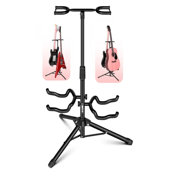 5 Core Guitar Stand Adjustable Double Guitars Stands Floor W Neck Holder Universal Supports For Acoustic Electric...
