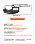 Micrometer Set, Digital Outside Micrometer 0-1 Inch Measuring Range, 0.00005" Resolution, Ultra-Precision 0.0001 Accuracy, LCD Screen, In/mm Switch, Carbide Tip, With Protective Case