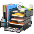 1pc 5-tier Multifunctional Stationery Storage Box | Steel Desktop Storage Rack, Office Supplies Organizer, Office...