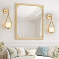 19IN  Set Of 2 Modern Golden Wall Sconces With Opal Glass Globe, Mid-Century Design, Luxury Wall Lights For Bedroom, Living Room, Hallway -No Bulb