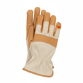 Handgefertigte Gartenhandschuhe aus Bio-Baumwolle mit Lederbesatz