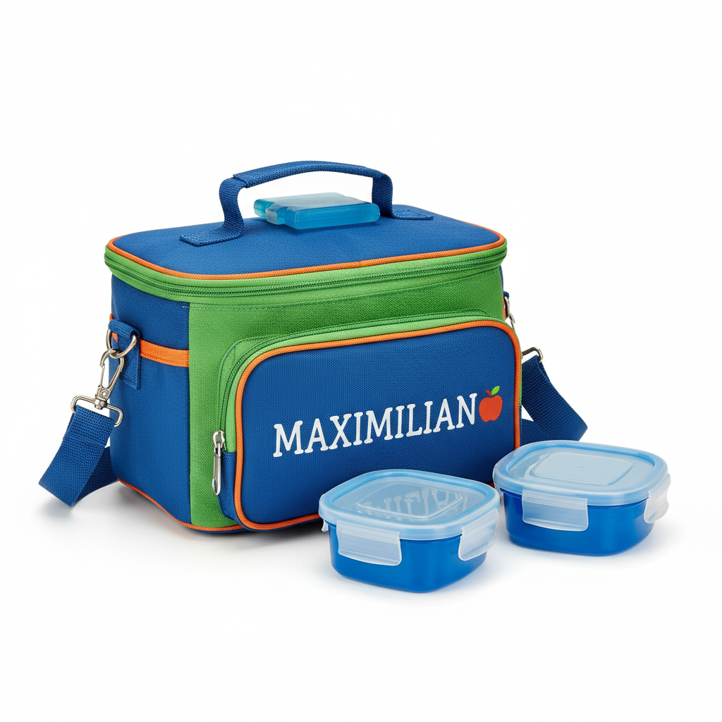 Isolierte Lunchbox mit Namen für Schulkinder