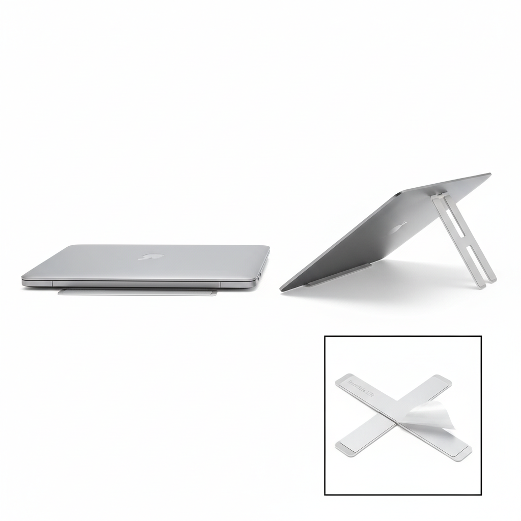 Klebender Mini-Laptop-Aufsteller 'Unsichtbarer Lift'