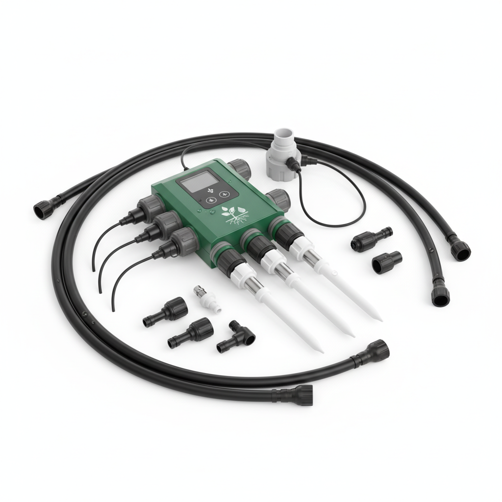 Modulares Kleingarten-Bewässerungssystem mit Bodenfeuchte-Sensor