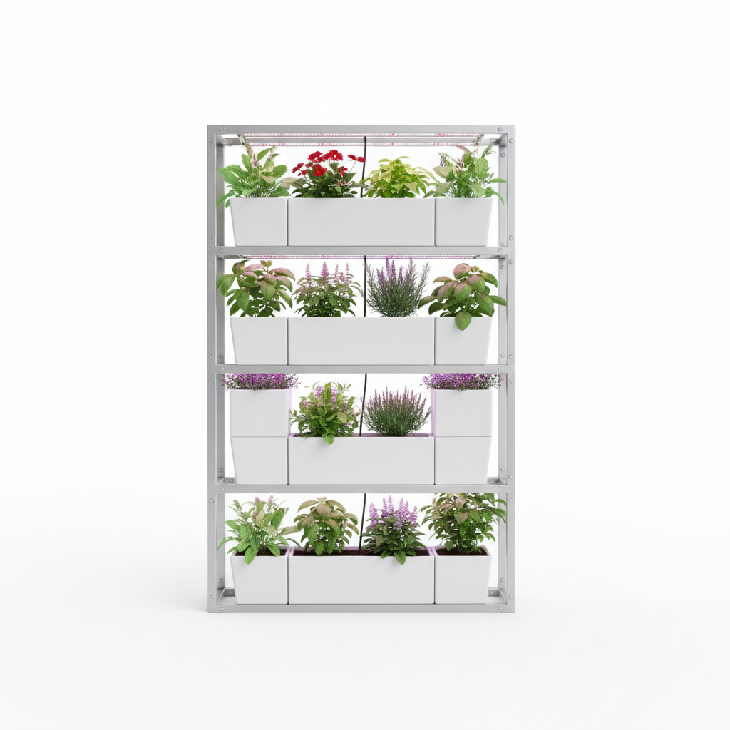Modulares vertikales Indoor-Gartensystem mit LED-Beleuchtung