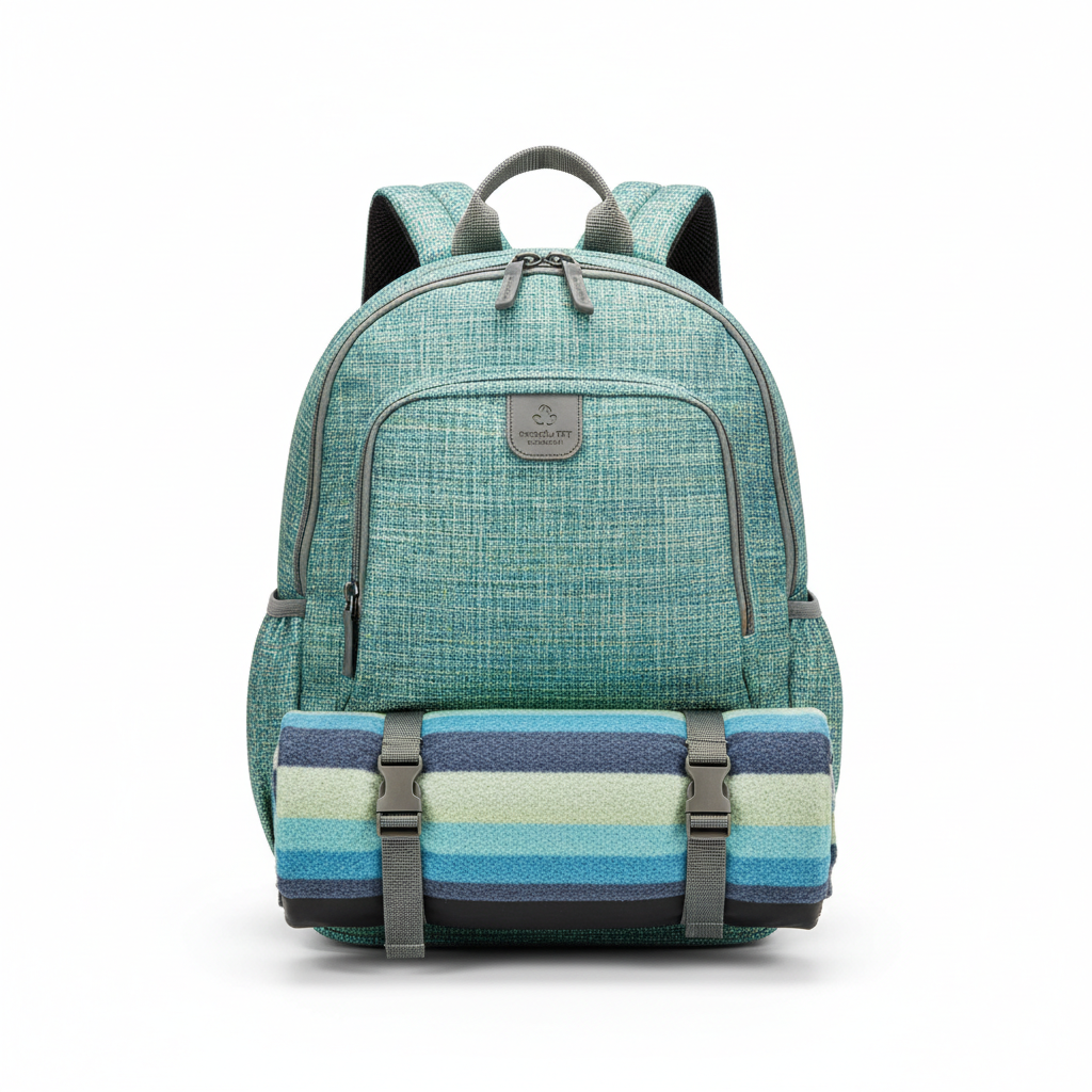Recycelter PET-Stoff-Picknickrucksack mit integrierter Decke