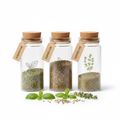 Set aus Bio-Samengläsern mit Kräutern
