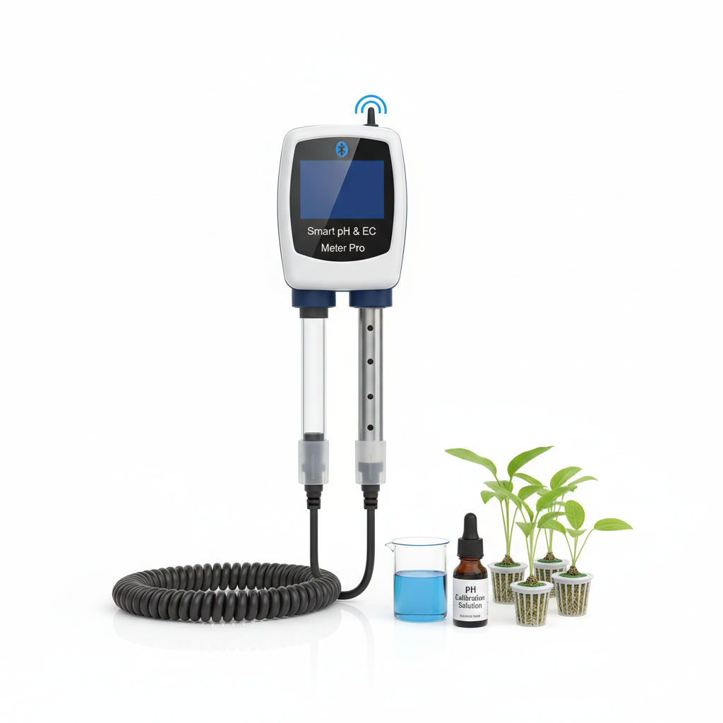 Smart pH & EC Meter Pro – Bluetooth Nährstoff-Monitor für Hydroponik